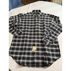 NWT Lauren Ralph Lauren Men’s Navy Blue Plaid Tartan Shirt Size Large New
